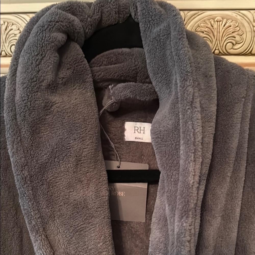 RH Plush Gray Robe new